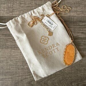 NWT/Bag Kendra Scott Macrame Reid Necklace Rose Gold Oval Pendant Blush Wood